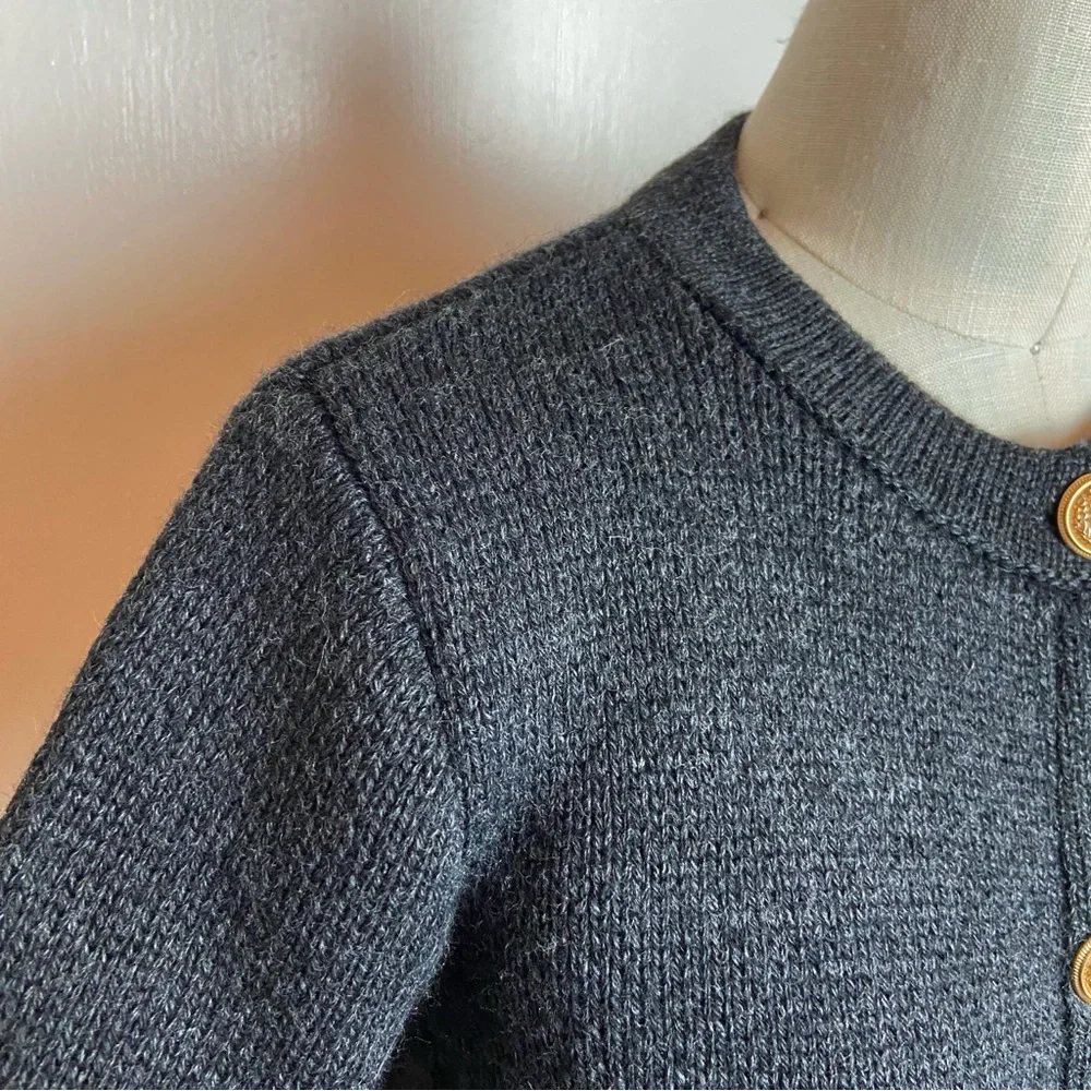 Zara Charcoal Grey Gold Button Cardigan